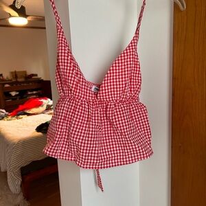 Princess Polly Red Gingham Women's Top